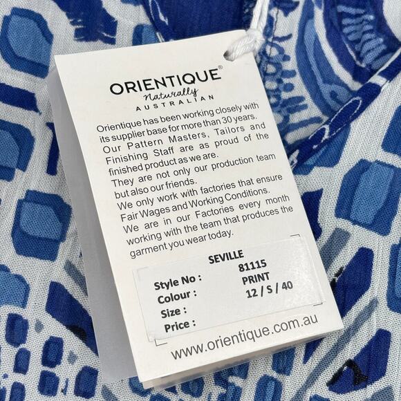 Orientique Naturally Midi Dress Seville Size S Blue Floral Crinkle Gauzy Flowy - Picture 15 of 16